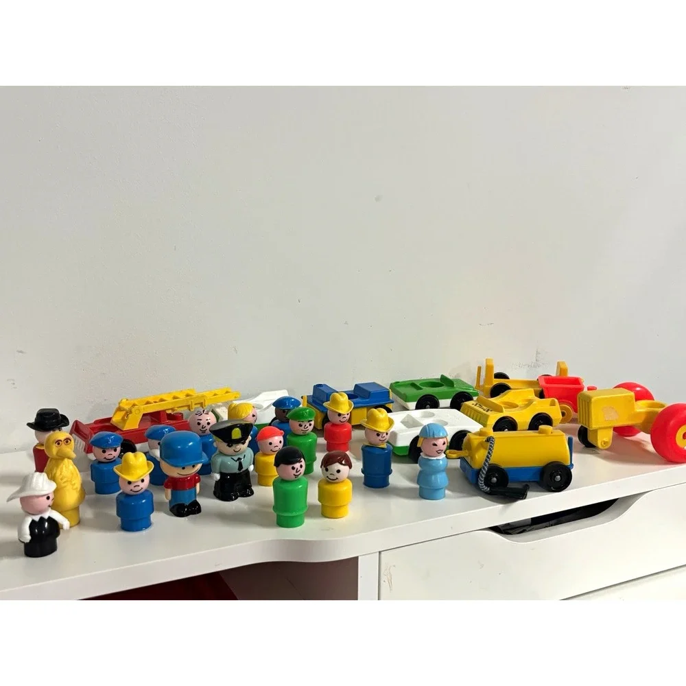 Fisher-Price Vintage Little People 18 Figures & 10 Vehicle Lot
